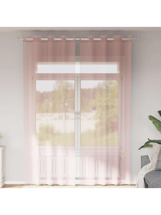 VOILE KARDINAD RÕNGASTEGA 2 TK ROOSA 140X300 CM