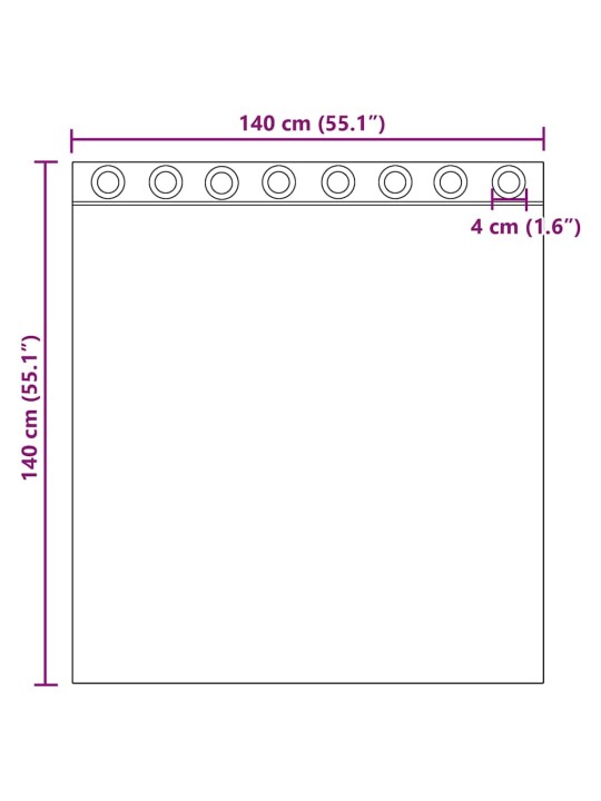 VOILE KARDINAD RÕNGASTEGA 2 TK LILLA 140X140 CM