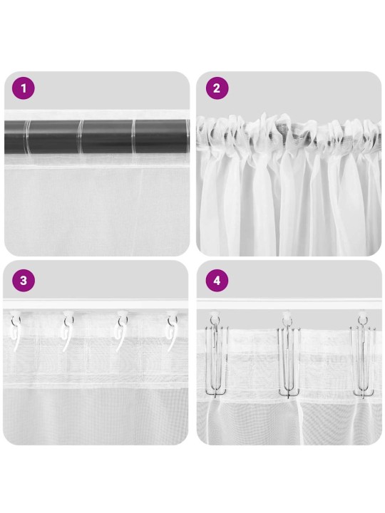 VOILE KARDINAD VARRASTEGA TASKUTEGA 2 TK ROOSA
