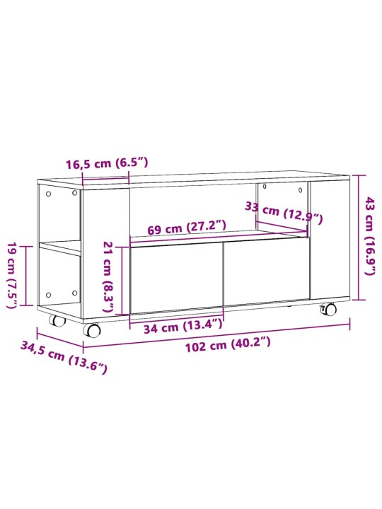 RATASTEGA TELERIKAPP ARTISAN TAMM 102X34,5X43 CM EHITUSPUIT