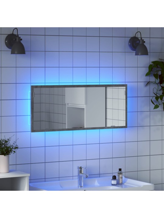 Led vannitoa peeglikapp, betoonhall, 100x8,5x37 cm, tehispuit