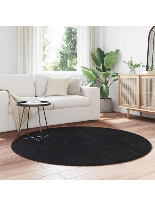 KÕRGE NARMAGA SHAGGY VAIP, NAVARRA, MUST, 160X160 CM, POLÜESTER