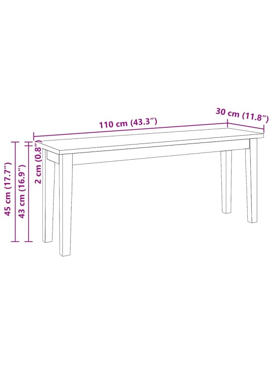 PINK 110 CM VALGE TÄISPUIDUST KUMM