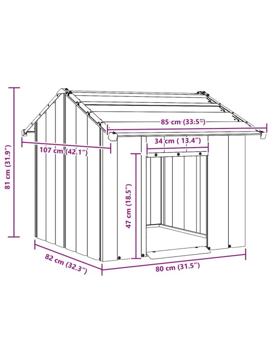 KATUSEGA KOERAMAJA 85X107X81 CM GALVANISEERITUD TERAS