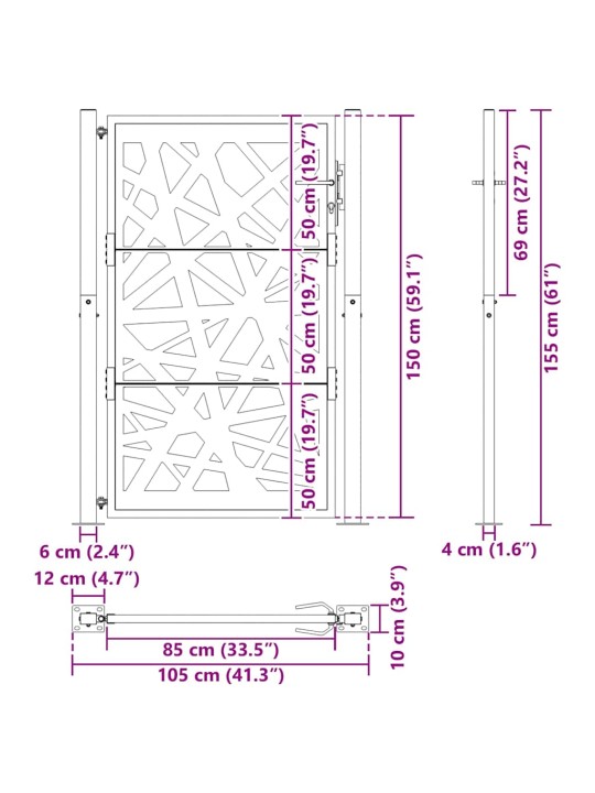 AIAVÄRAV MUST 105X155 CM TERASEST VALGUSTI DISAIN