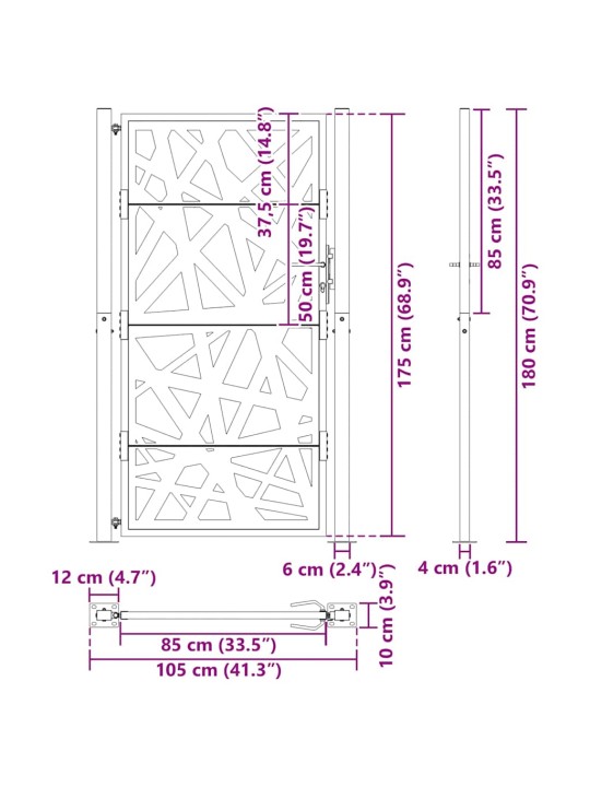 AIAVÄRAV MUST 105X180 CM TERASEST VALGUSTI DISAIN