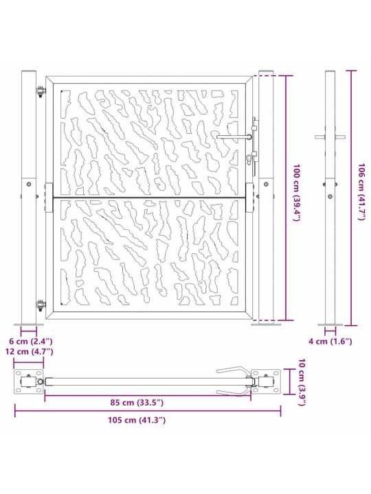AIAVÄRAV MUST 105X106 CM TERASEST JÄLJEKUJUNDUS