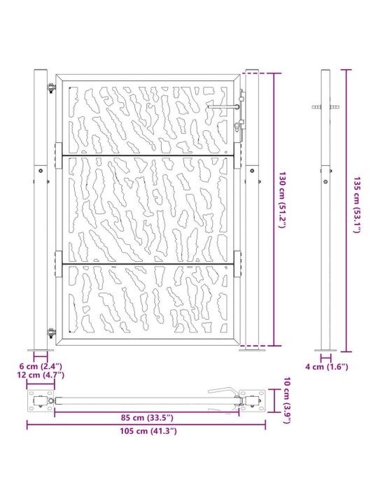 AIAVÄRAV MUST 105X130 CM TERASEST JÄLJEKUJUNDUS
