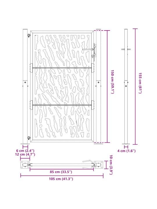 AIAVÄRAV MUST 105X155 CM TERASEST JÄLJEKUJUNDUS