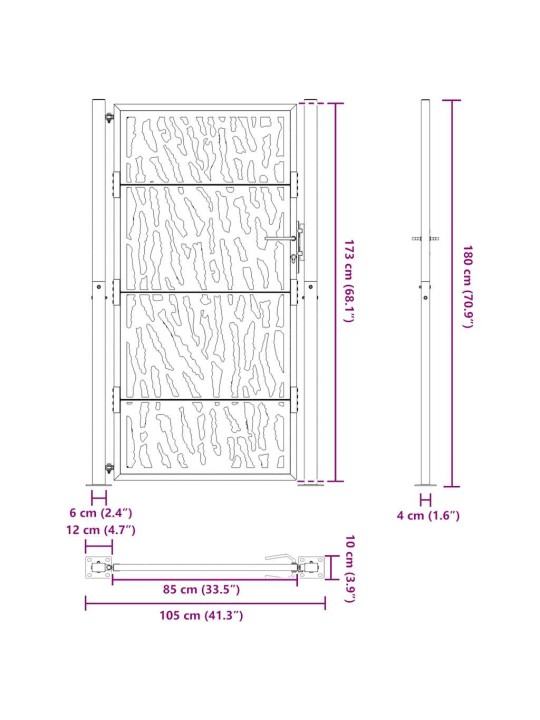 AIAVÄRAV MUST 105X180 CM TERASEST JÄLJEKUJUNDUS