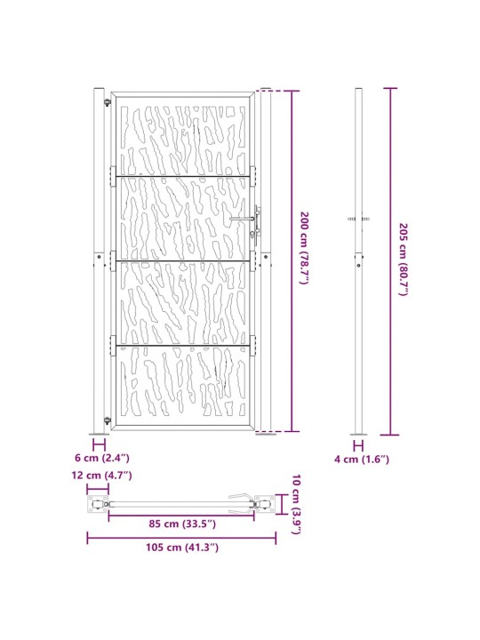 AIAVÄRAV MUST 105X205 CM TERASEST JÄLJEKUJUNDUS