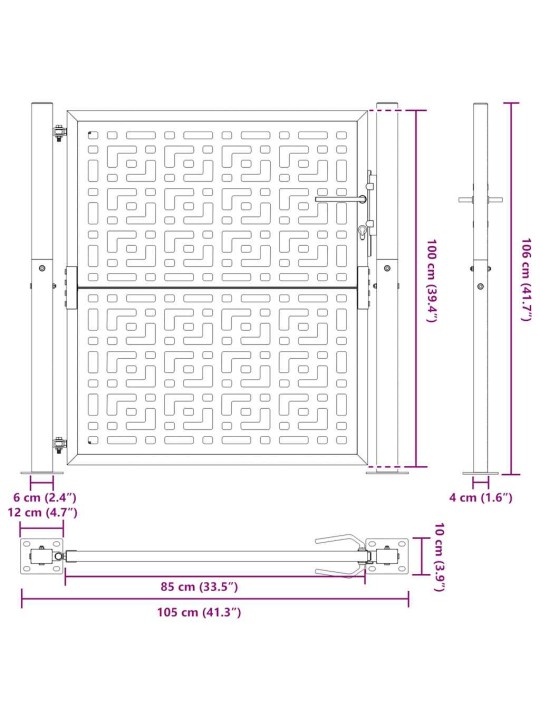 AIAVÄRAV MUST 105X106 CM TERASEST RISTI DISAIN