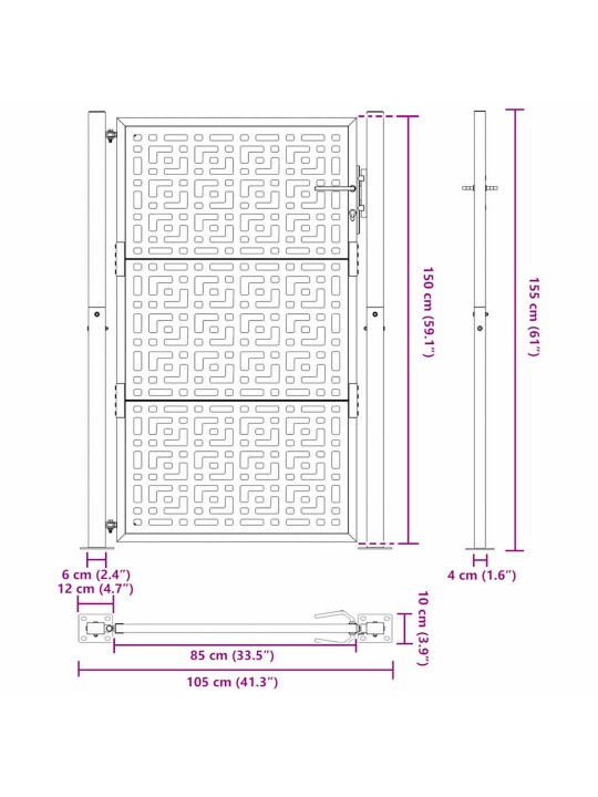 AIAVÄRAV MUST 105X155 CM TERASEST RISTI DISAIN