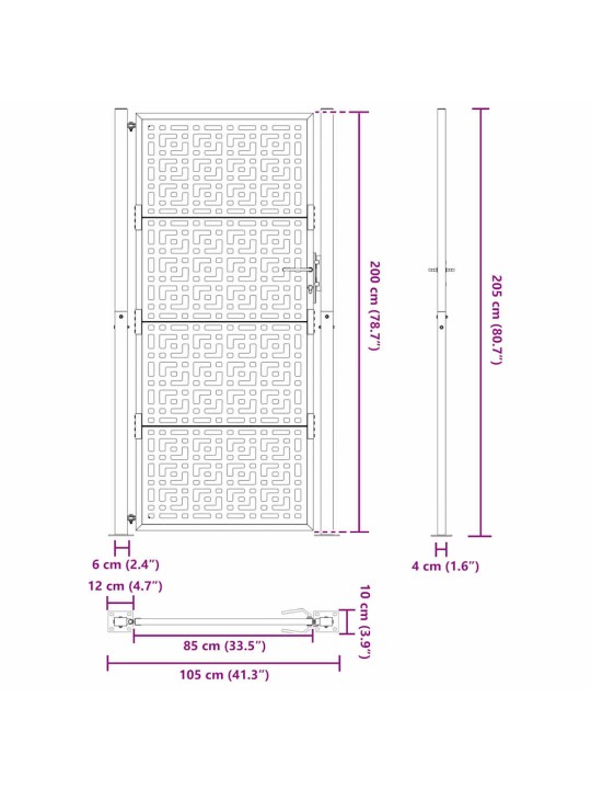 AIAVÄRAV MUST 105X205 CM TERASEST RISTI DISAIN