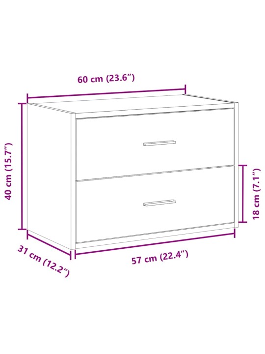 KAPP 2 SAHTLIGA, PRUUN TAMM, 60X31X40 CM, TEHISPUIT