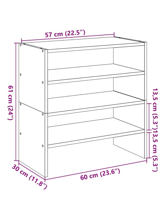 Kingariiulid 2 tk virnastatavad, valge, 60 x 30 x 30,5 cm