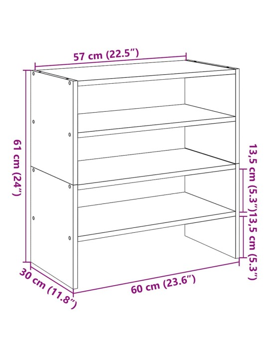 Kingariiulid 2 tk virnastatavad, pruun tamm, 60 x 30 x 30,5 cm