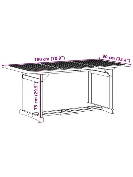 7-osaline aiamööblikomplekt, 180 x 90 x 75 cm, akaatsiapuit