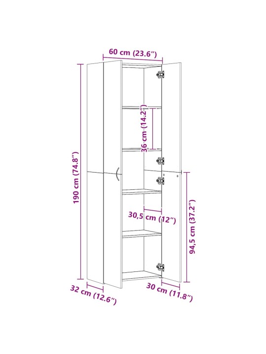 HIGHBOARD OLD WOOD 60X32X190 CM ENGINEERED WOOD
