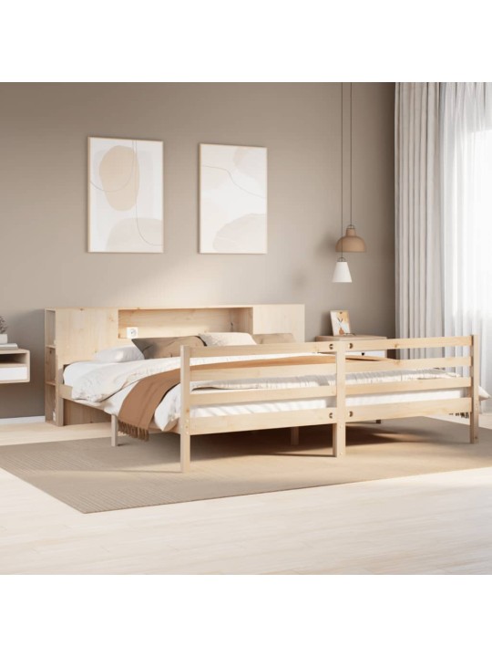 Riiuliga voodiraam ilma madratsita, 200x200 cm, männipuit