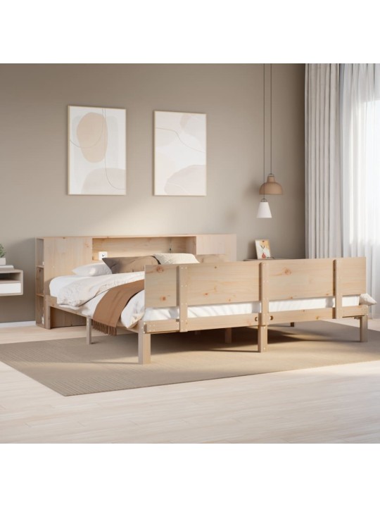 Riiuliga voodiraam ilma madratsita, 180x200 cm, männipuit