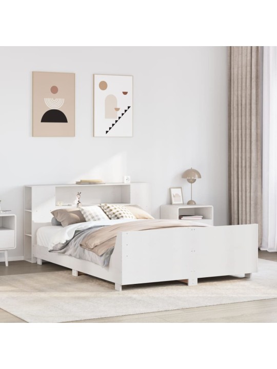 Voodiraam ilma madratsita, valge, 140 x 200 cm, männipuit
