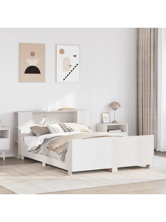 Voodiraam ilma madratsita, valge, 140 x 200 cm, männipuit
