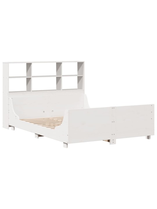 Riiuliga voodiraam ilma madratsita, valge, 120x190cm, puit
