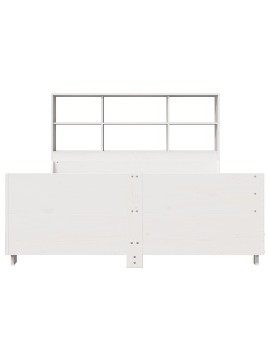 Riiuliga voodiraam ilma madratsita, valge, 120x190cm, puit