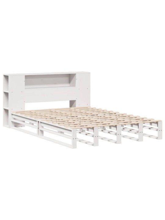 Riiuliga voodiraam ilma madratsita, valge, 140x200cm, puit