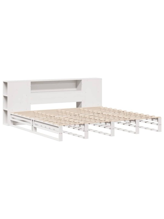 Riiuliga voodiraam ilma madratsita, valge, 180x200cm, puit
