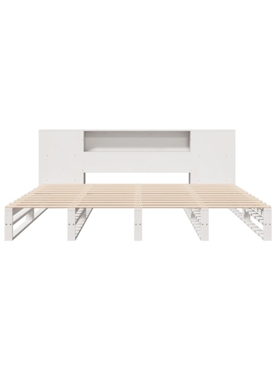 Riiuliga voodiraam ilma madratsita, valge, 180x200cm, puit