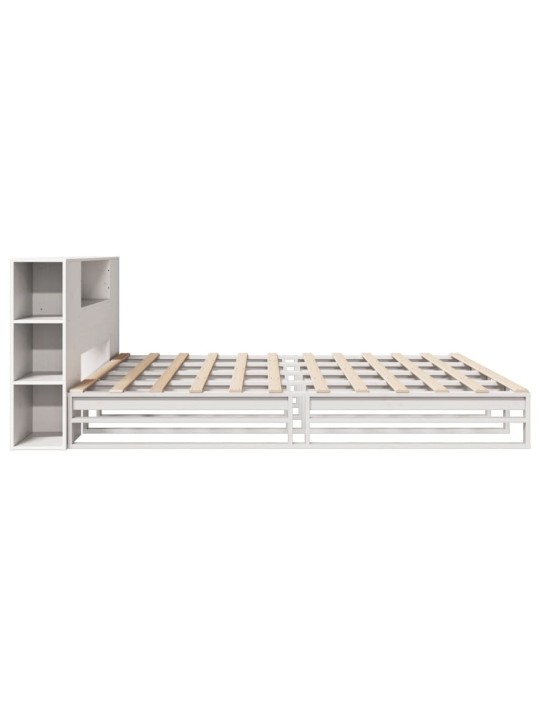 Riiuliga voodiraam ilma madratsita, valge, 180x200cm, puit
