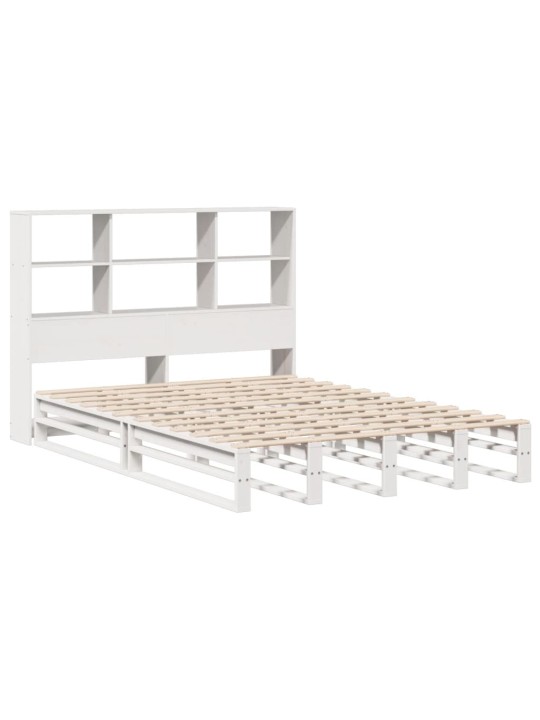 Riiuliga voodiraam ilma madratsita, valge, 120x190cm, puit