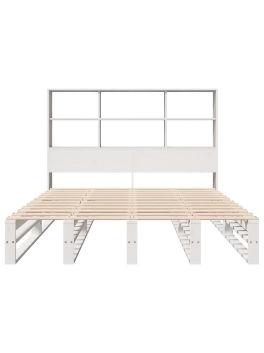Riiuliga voodiraam ilma madratsita, valge, 120x190cm, puit