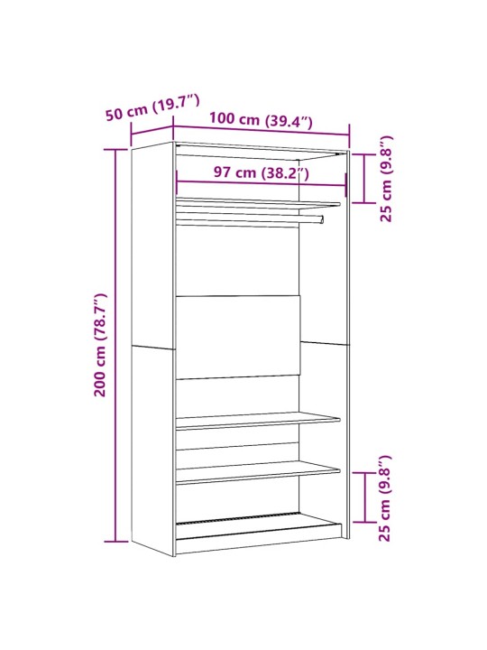 Garderoob vana puit 100 x 50 x 200 cm tehispuit