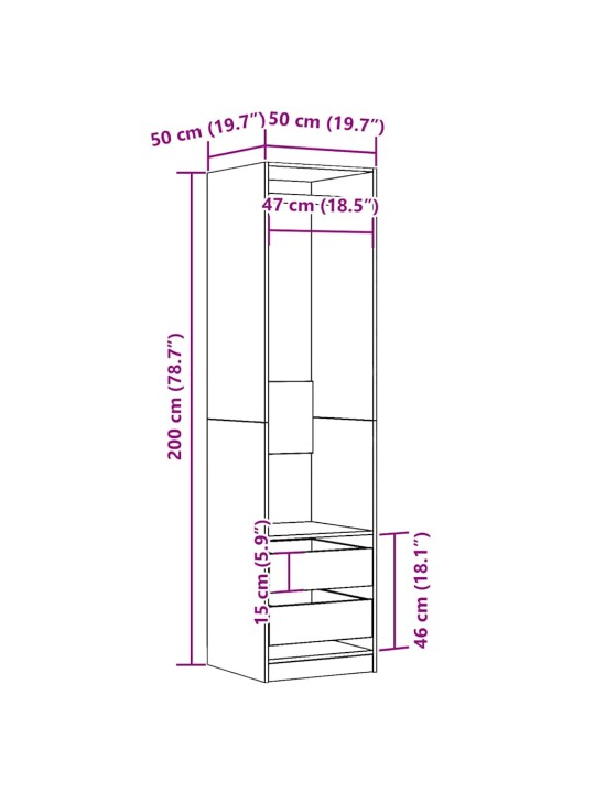 Garderoob vana puidu 50 x 50 x 200 cm tehispuit