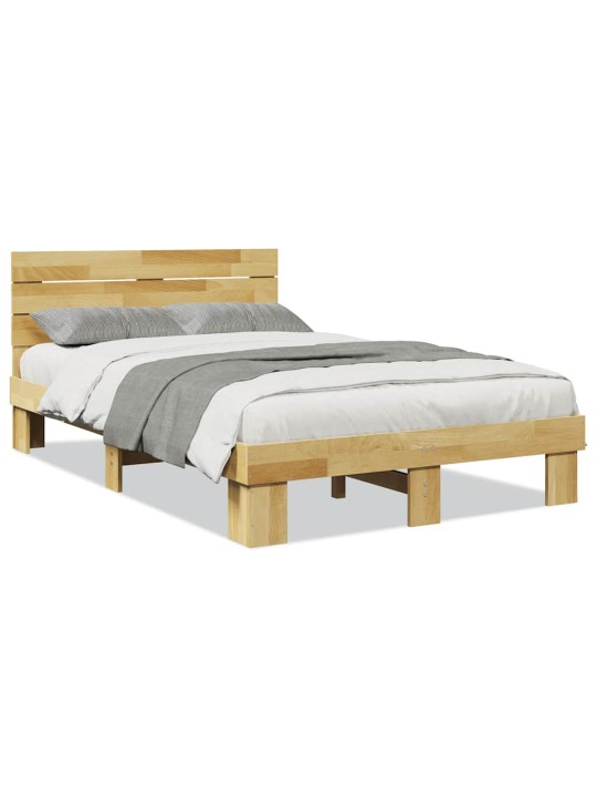Voodiraam peatsiga ilma madratsita 120x190 cm täispuidust tamm