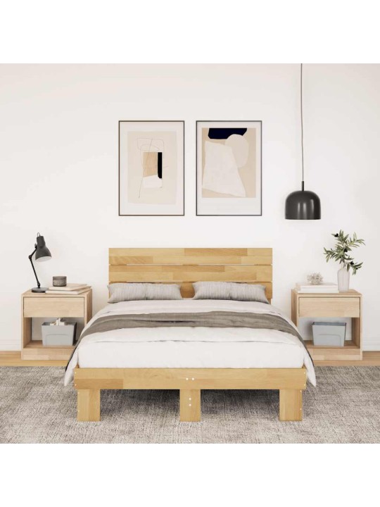 Voodiraam peatsiga ilma madratsita 120x190 cm täispuidust tamm