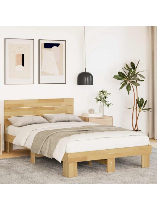 Voodiraam peatsiga ilma madratsita 120x190 cm täispuidust tamm