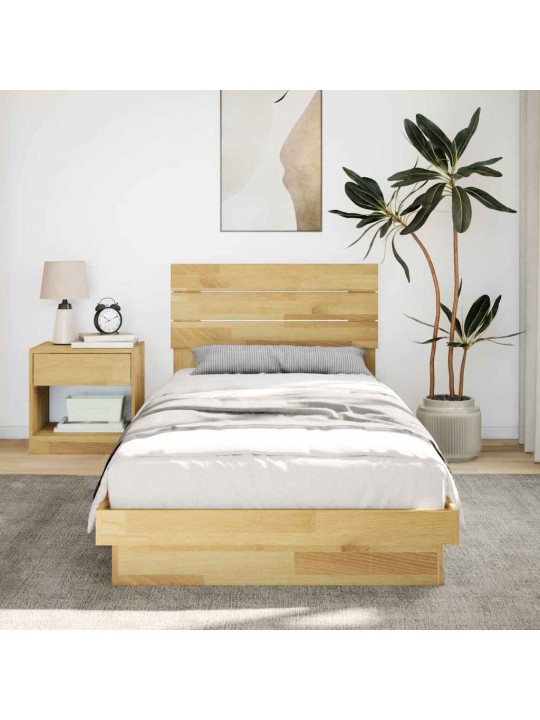 Voodiraam peatsiga ilma madratsita 90x200 cm täispuidust tamm