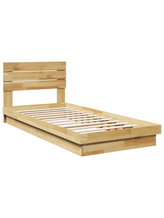 Voodiraam peatsiga ilma madratsita 80x200 cm täispuidust tamm