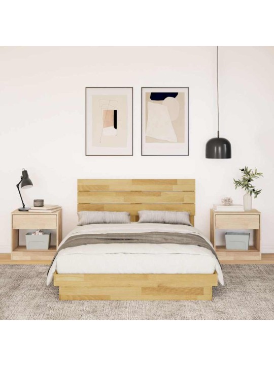 Voodiraam peatsiga ilma madratsita 120x190 cm täispuidust tamm