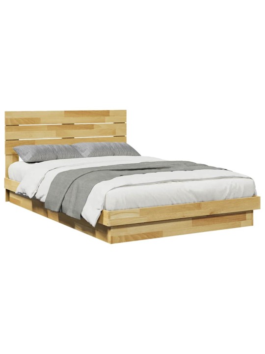 Voodiraam peatsiga ilma madratsita 120x190 cm täispuidust tamm