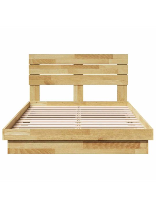 Voodiraam peatsiga ilma madratsita 120x190 cm täispuidust tamm