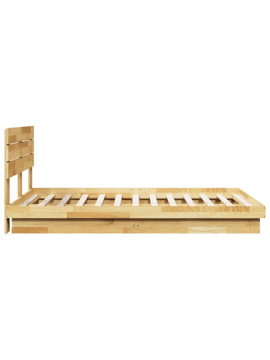 Voodiraam peatsiga ilma madratsita 120x190 cm täispuidust tamm