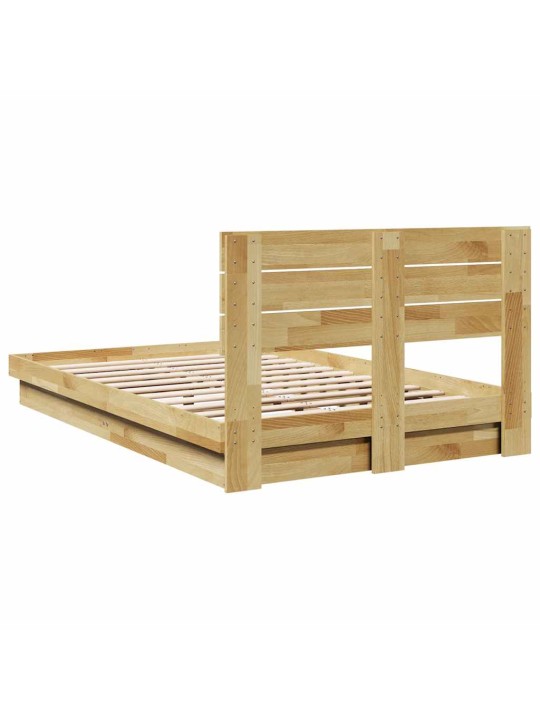 Voodiraam peatsiga ilma madratsita 120x190 cm täispuidust tamm