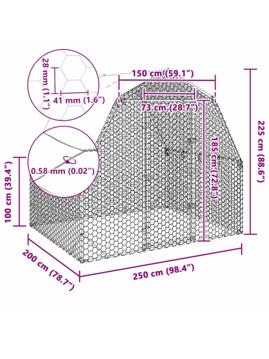 KANAJOOKS KATUSEGA 2,5X2X2,25 M TSINGITUD TERAS