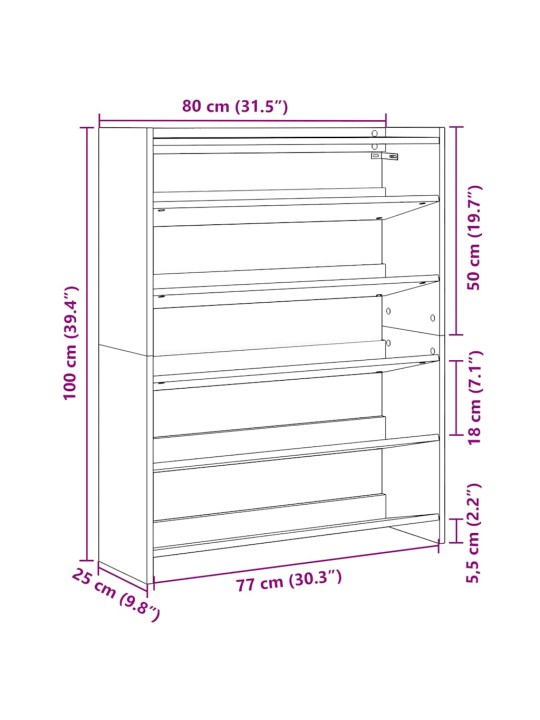 Kingariiul, suitsutatud tamm, 80 x 25 x 100 cm, tehispuit