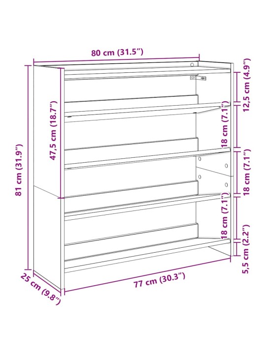 Kingariiul, suitsutatud tamm, 80 x 25 x 81 cm, tehispuit